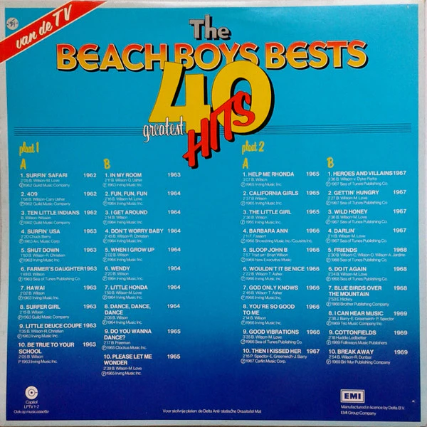 The Beach Boys - Beach Boys Bests (40 Greatest Hits) (2xLP, Comp) (Near Mint (NM or M-)) - Image 2
