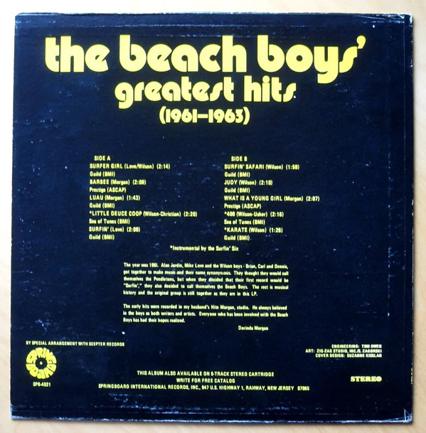The Beach Boys - The Beach Boys' Greatest Hits (1961-1963) (LP, Comp) (Near Mint (NM or M-)) - Image 2