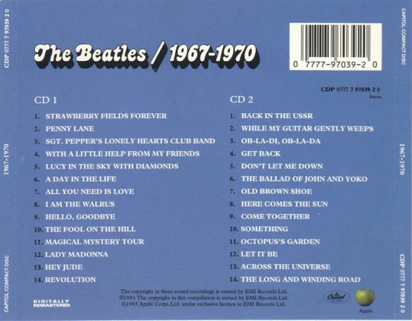 The Beatles - 1967-1970 (2xCD, Comp, RE, RM) (Very Good Plus (VG+)) - Image 2