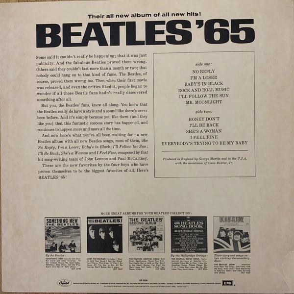 The Beatles - Beatles '65 (LP, Album, RP, Pur) (Very Good Plus (VG+)) - Image 2