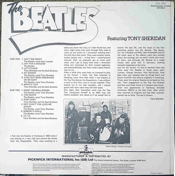 The Beatles Featuring Tony Sheridan - The Beatles Featuring Tony Sheridan (LP, Comp, RE) (Near Mint (NM or M-)) - Image 2