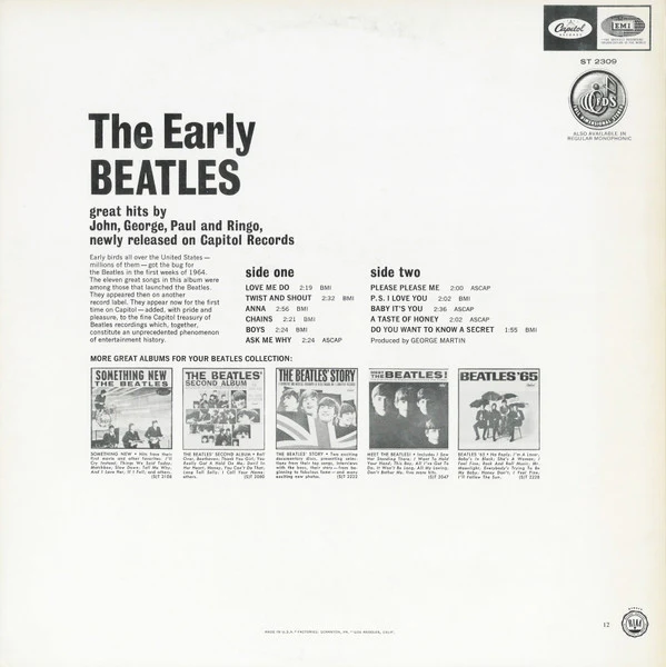 The Beatles - The Early Beatles (LP, Comp, RE, Win) (Near Mint (NM or M-)) - Image 2