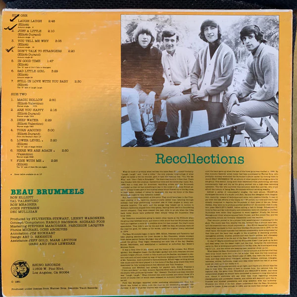 The Beau Brummels - The Best Of The Beau Brummels 1964 - 1968 (LP, Comp) (Very Good Plus (VG+)) - Image 2