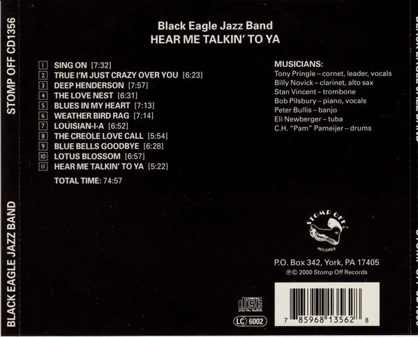 The Black Eagle Jazz Band - Hear Me Talkin' To Ya (CD, Album) (Near Mint (NM or M-)) - Image 2