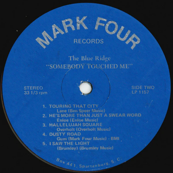 The Blue Ridge Quartet - Somebody Touched Me (LP, Album) (Very Good Plus (VG+)) - Image 4