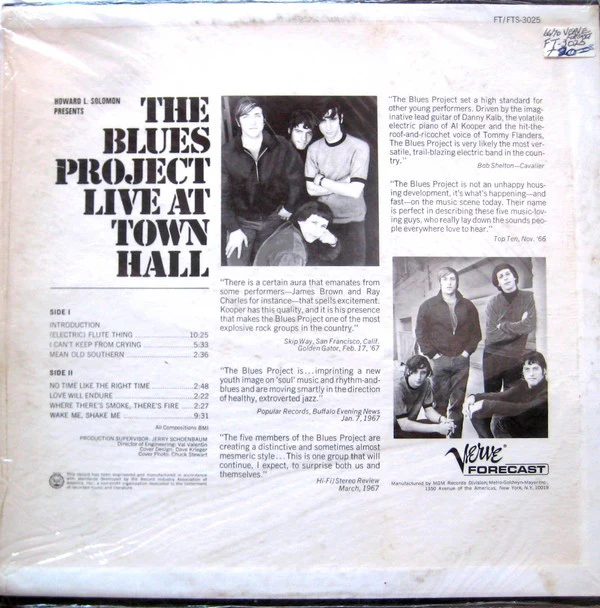 The Blues Project - Live At Town Hall (LP, Album, Mono) (Very Good Plus (VG+)) - Image 2