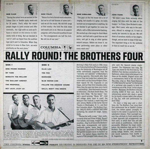 The Brothers Four - Rally 'Round! (LP, Album) (Very Good Plus (VG+)) - Image 2