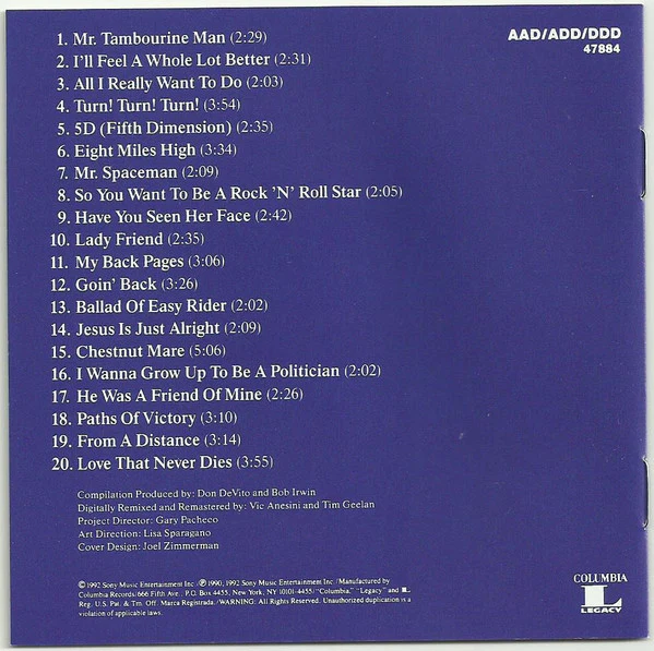 The Byrds - 20 Essential Tracks From The Boxed Set: 1965-1990 (CD, Comp, RE, RM) (Near Mint (NM or M-)) - Image 2