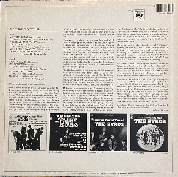 The Byrds - The Byrds' Greatest Hits (LP, Comp, RE, Pit) (Near Mint (NM or M-)) - Image 2