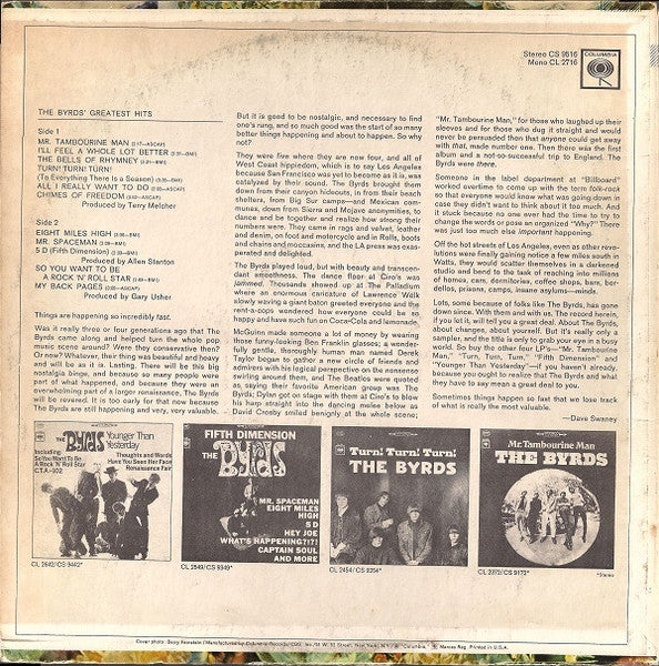 The Byrds - The Byrds' Greatest Hits (LP, Comp) (Very Good Plus (VG+)) - Image 2
