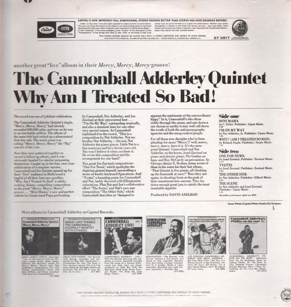 The Cannonball Adderley Quintet - Why Am I Treated So Bad! (LP, Album, Scr) (Very Good Plus (VG+)) - Image 2