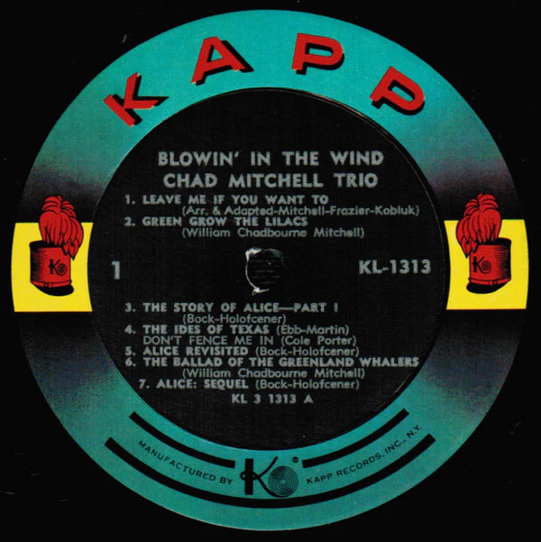 The Chad Mitchell Trio - Blowin' In The Wind (LP, Album, Mono, RP, All) (Very Good Plus (VG+)) - Image 3