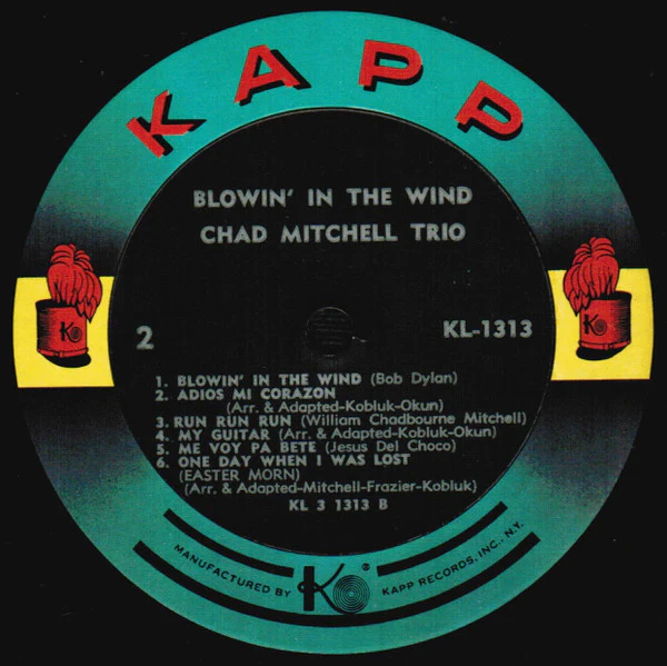 The Chad Mitchell Trio - Blowin' In The Wind (LP, Album, Mono, RP, All) (Very Good Plus (VG+)) - Image 4