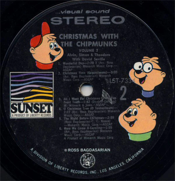 The Chipmunks : Alvin, Simon & Theodore* With David Seville - Christmas With The Chipmunks Vol. 2 (LP, Album, RE) (Mint (M)) - Image 4