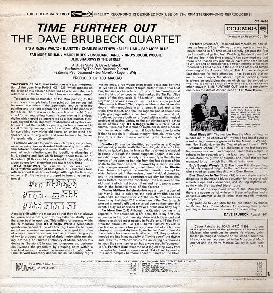 The Dave Brubeck Quartet - Time Further Out (Miro Reflections) (LP, Album, RP, Pit) (Very Good Plus (VG+)) - Image 2