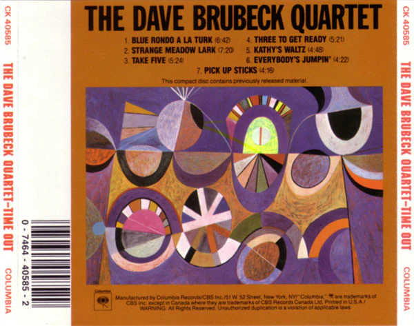 The Dave Brubeck Quartet - Time Out (CD, Album, RE, RM) (Near Mint (NM or M-)) - Image 2