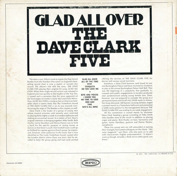 The Dave Clark Five - Glad All Over (LP, Album, Mono, Pit) (Very Good Plus (VG+)) - Image 2