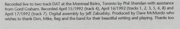The Dave McMurdo Jazz Orchestra - Live At The Montreal Bistro (CD, Album) (Very Good Plus (VG+)) - Image 4