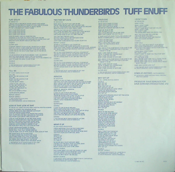 The Fabulous Thunderbirds - Tuff Enuff (LP, Album, Car) (Very Good Plus (VG+)) - Image 5