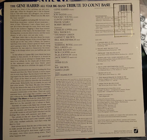The Gene Harris All Star Big Band - Tribute To Count Basie (LP) (Very Good (VG)) - Image 2