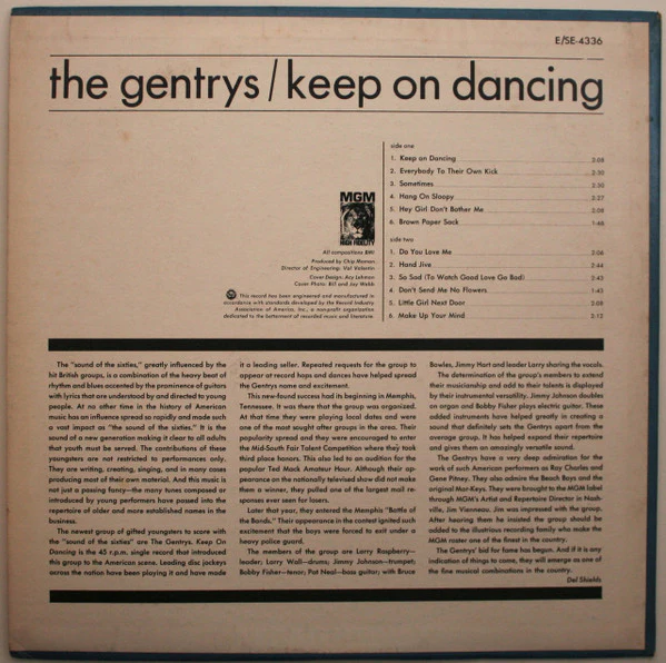 The Gentrys - Keep On Dancing (LP, Album, Wad) (Near Mint (NM or M-)) - Image 2