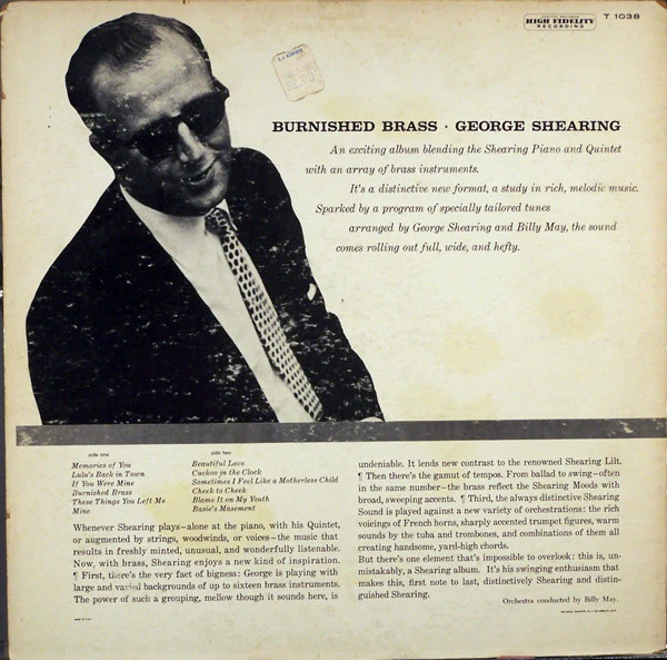 The George Shearing Quintet - Burnished Brass (LP, Album, Mono) (Very Good (VG)) - Image 2