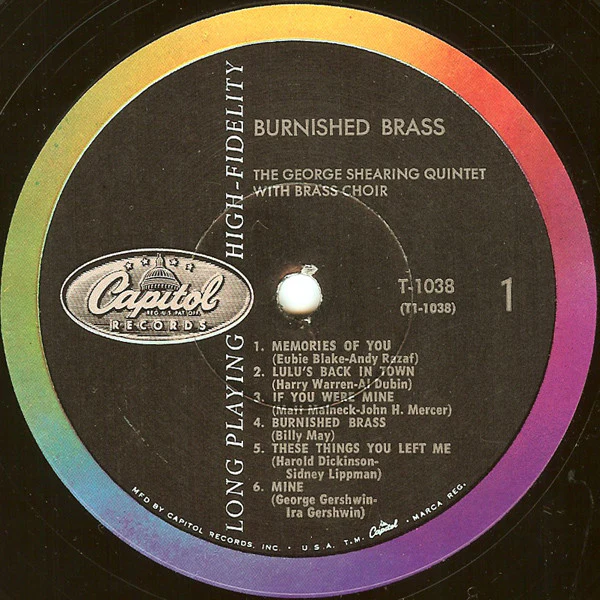 The George Shearing Quintet - Burnished Brass (LP, Album, Mono) (Very Good (VG)) - Image 3