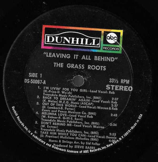 The Grass Roots - Leaving It All Behind (LP, Album, Mon) (Near Mint (NM or M-)) - Image 4