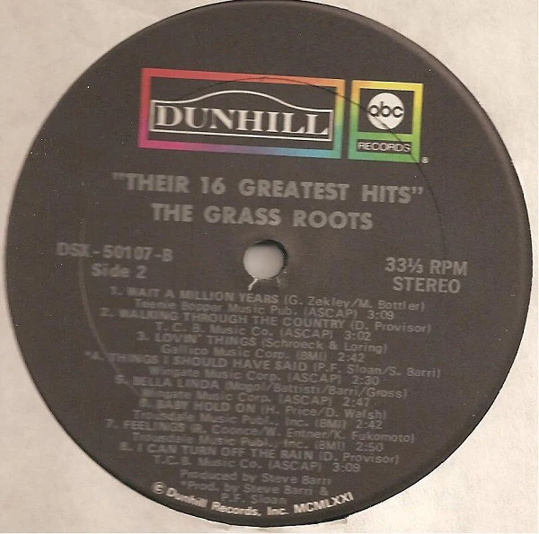 The Grass Roots - Their 16 Greatest Hits (LP, Comp, Tru) (Very Good Plus (VG+)) - Image 4