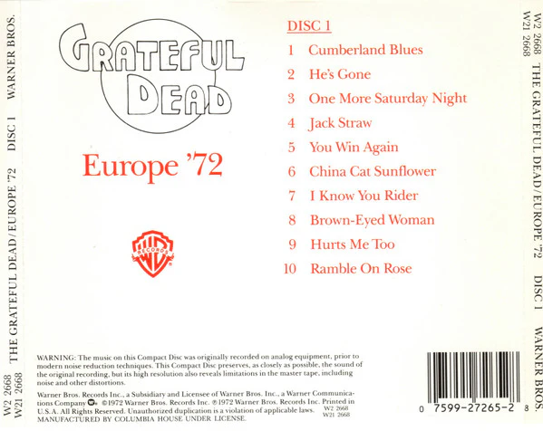 The Grateful Dead - Europe '72 (2xCD, Album, Club, RE) (Very Good Plus (VG+)) - Image 2