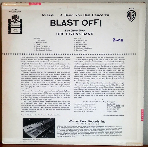 The Great New Gus Bivona Band - Blast Off! (LP, Album) (Very Good Plus (VG+)) - Image 2
