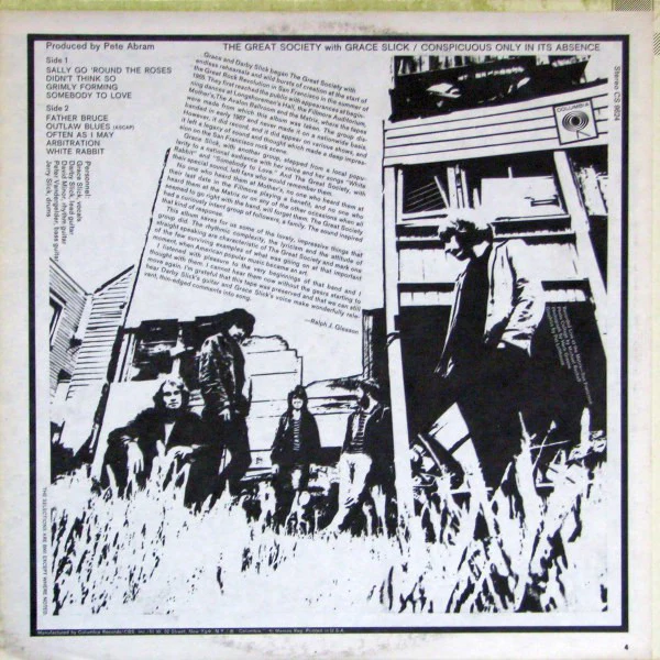 The Great Society With Grace Slick - Conspicuous Only In Its Absence (LP, Album, RE) (Very Good (VG)) - Image 2