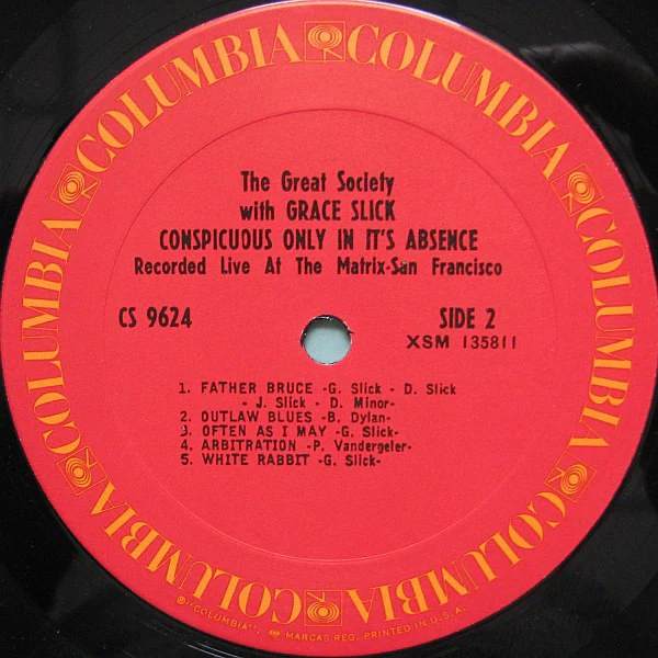 The Great Society With Grace Slick - Conspicuous Only In Its Absence (LP, Album, RE) (Very Good (VG)) - Image 4