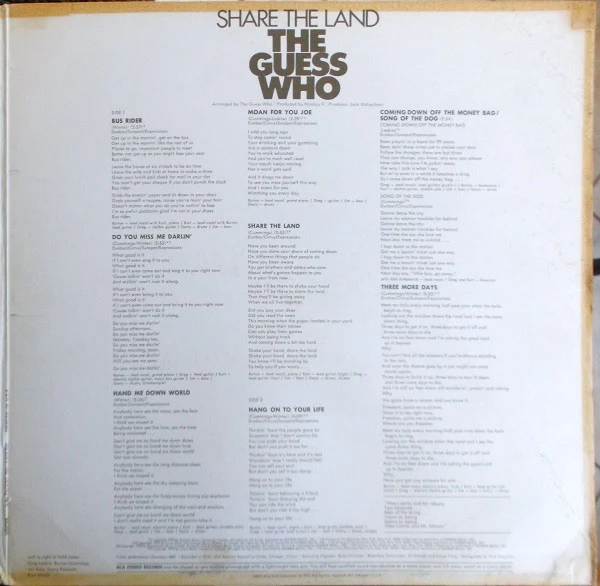 The Guess Who - Share The Land (LP, Album, Roc) (Very Good Plus (VG+)) - Image 4