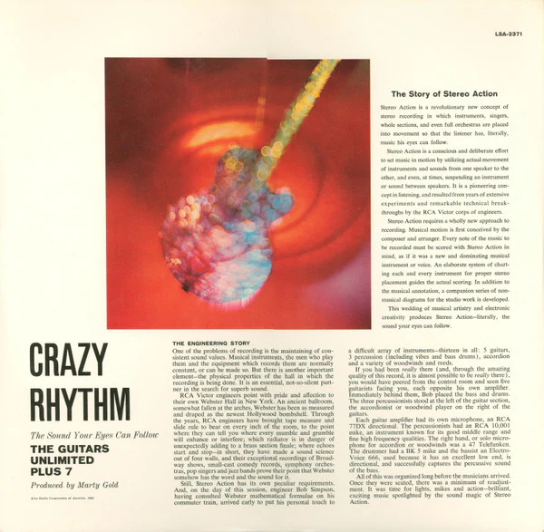 The Guitars Unlimited Plus 7 - Crazy Rhythm (LP, Album, Die) (Very Good Plus (VG+)) - Image 5