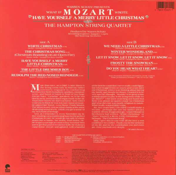 The Hampton String Quartet - What If Mozart Wrote "Have Yourself A Merry Little Christmas" (LP, Album) (Very Good Plus (VG+)) - Image 2