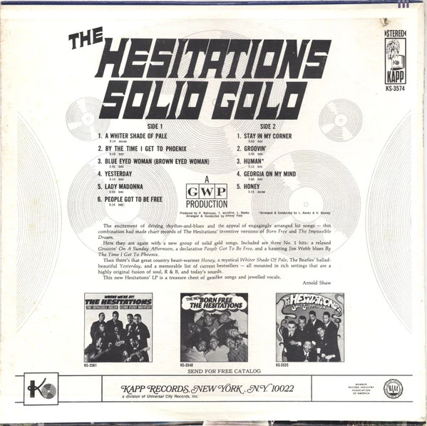 The Hesitations - Solid Gold (LP, Album) (Very Good Plus (VG+)) - Image 2