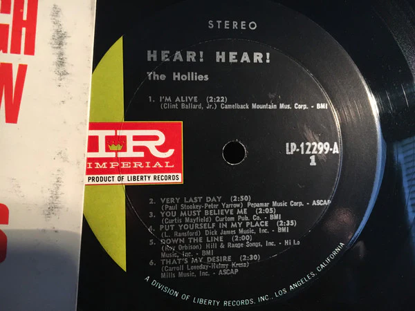 The Hollies - Hear! Here! (LP, Album, 2nd) (Very Good (VG)) - Image 2