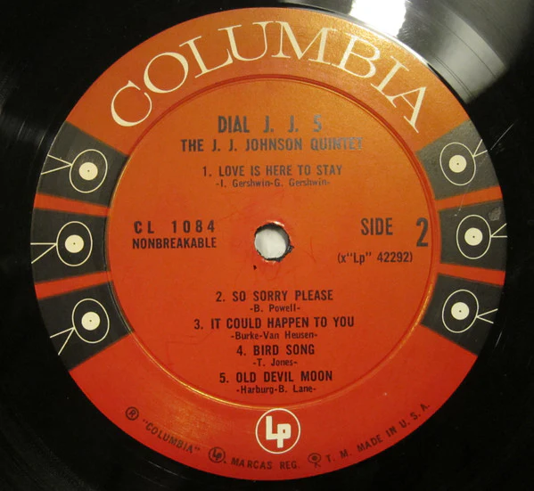 The J.J. Johnson Quintet - Dial J.J. 5 (LP, Album, Mono) (Very Good (VG)) - Image 4