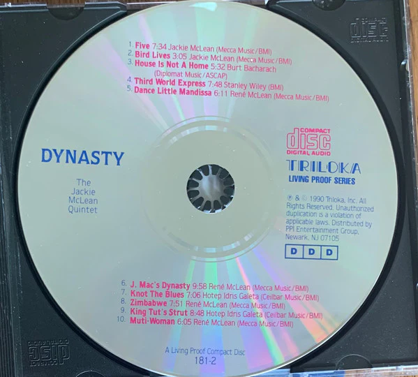 The Jackie McLean Quintet* Featuring René McLean* - Dynasty (CD, Album) (Very Good Plus (VG+)) - Image 3