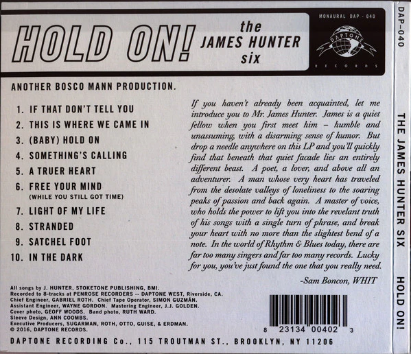 The James Hunter Six - Hold On! (CD, Album, Mono, Dig) (Near Mint (NM or M-)) - Image 4