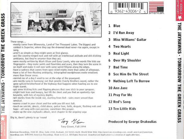 The Jayhawks - Tomorrow The Green Grass (CD, Album) (Very Good Plus (VG+)) - Image 2