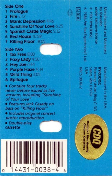 The Jimi Hendrix Experience - Live At Winterland (Cass, Album) (Very Good (VG)) - Image 3