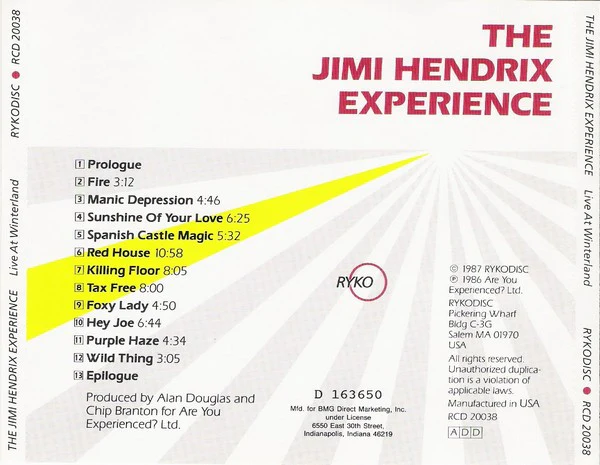The Jimi Hendrix Experience - Live At Winterland (CD, Club) (Very Good Plus (VG+)) - Image 2