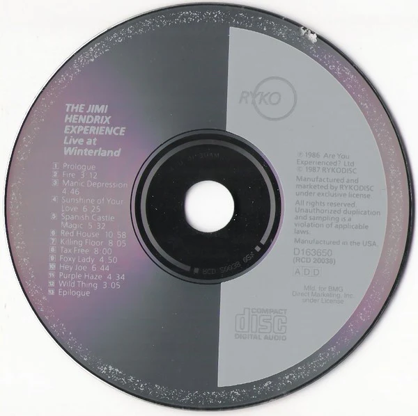 The Jimi Hendrix Experience - Live At Winterland (CD, Club) (Very Good Plus (VG+)) - Image 3