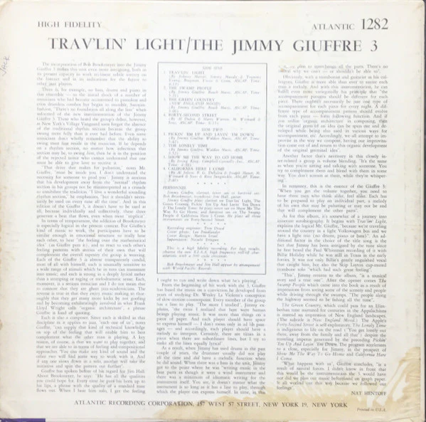 The Jimmy Giuffre Trio - Trav'lin' Light (LP, Album, Mono) (Near Mint (NM or M-)) - Image 2