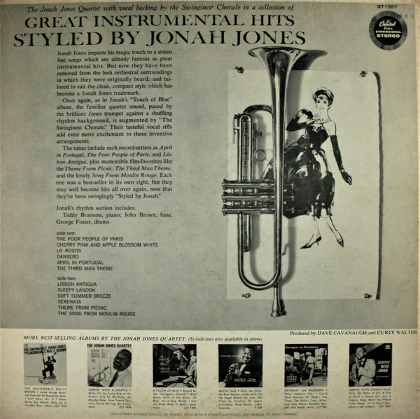 The Jonah Jones Quartet - Great Instrumental Hits Styled By Jonah Jones (LP, Album) (Very Good Plus (VG+)) - Image 2