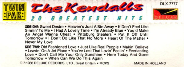 The Kendalls - 20 Greatest Hits (Cass, Comp, Twi) (Very Good Plus (VG+)) - Image 2