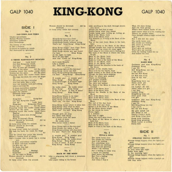 The King Kong Cast - King Kong - All African Jazz Opera (LP, Album, Mono, Bur) (Very Good Plus (VG+)) - Image 3