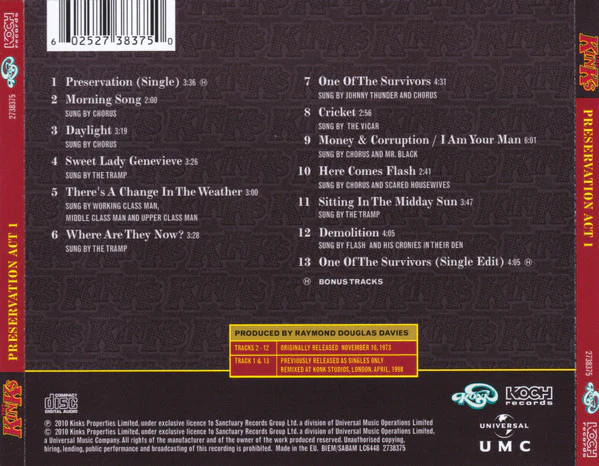 The Kinks - Preservation Act 1 (HDCD, Album, RE, RM, RP) (Very Good Plus (VG+)) - Image 2